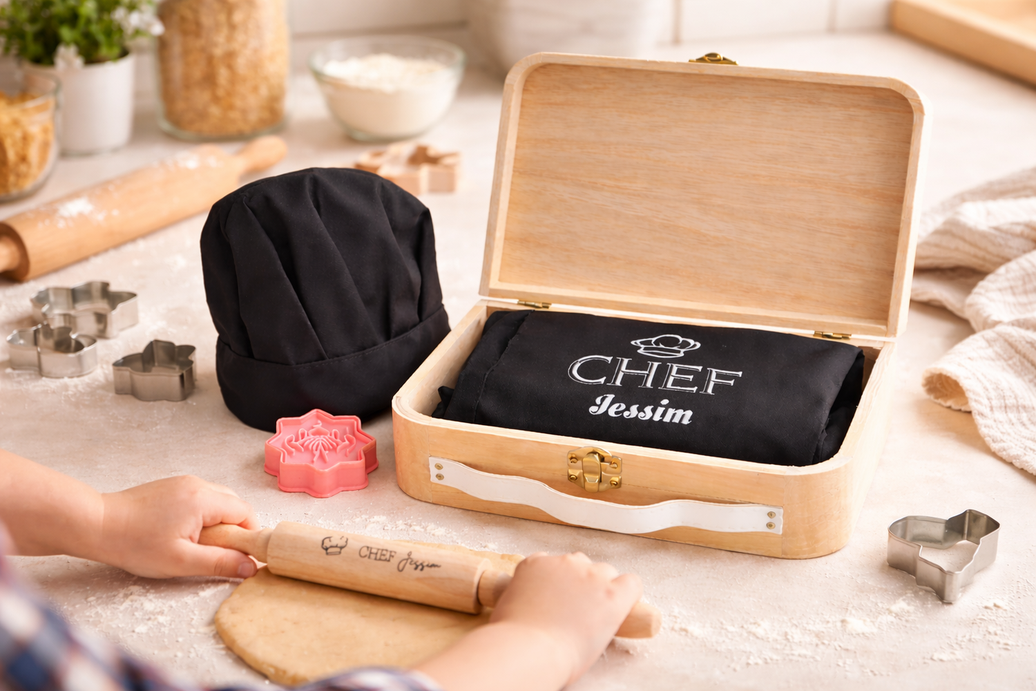 Coffret Petit Chef Personnalisé – Tablier & Accessoires patisserie  Enfant avec Prénom