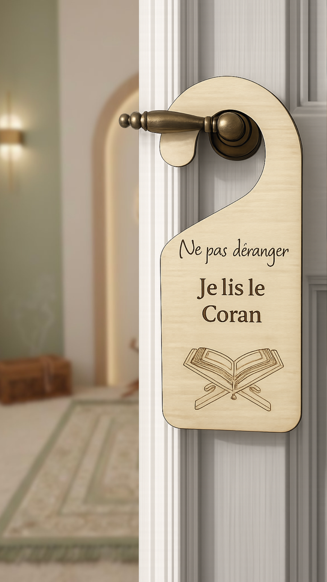 Accroche porte en bois – Ne pas déranger - Je prie, Je lis, je joue, bébé dort…