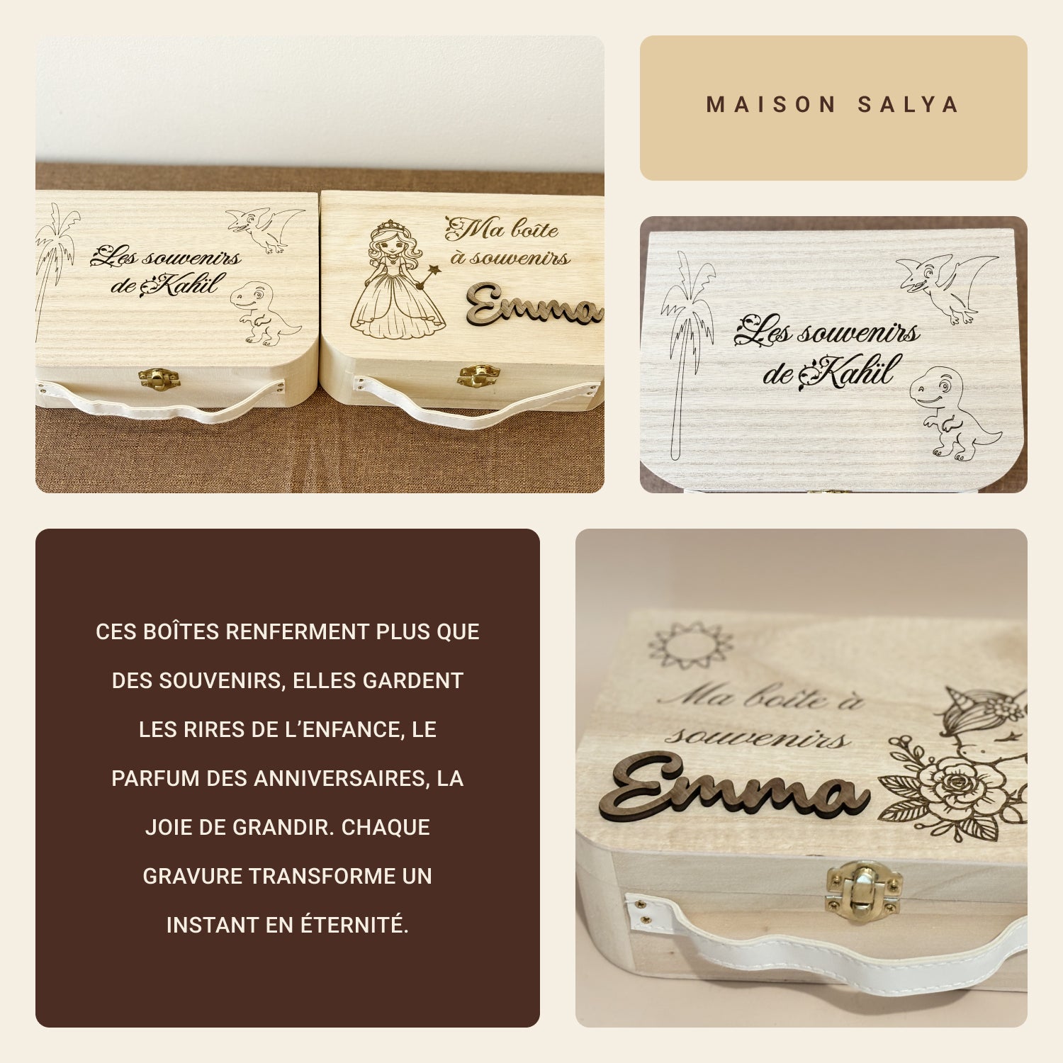 Boite à souvenirs en bois personnalisée