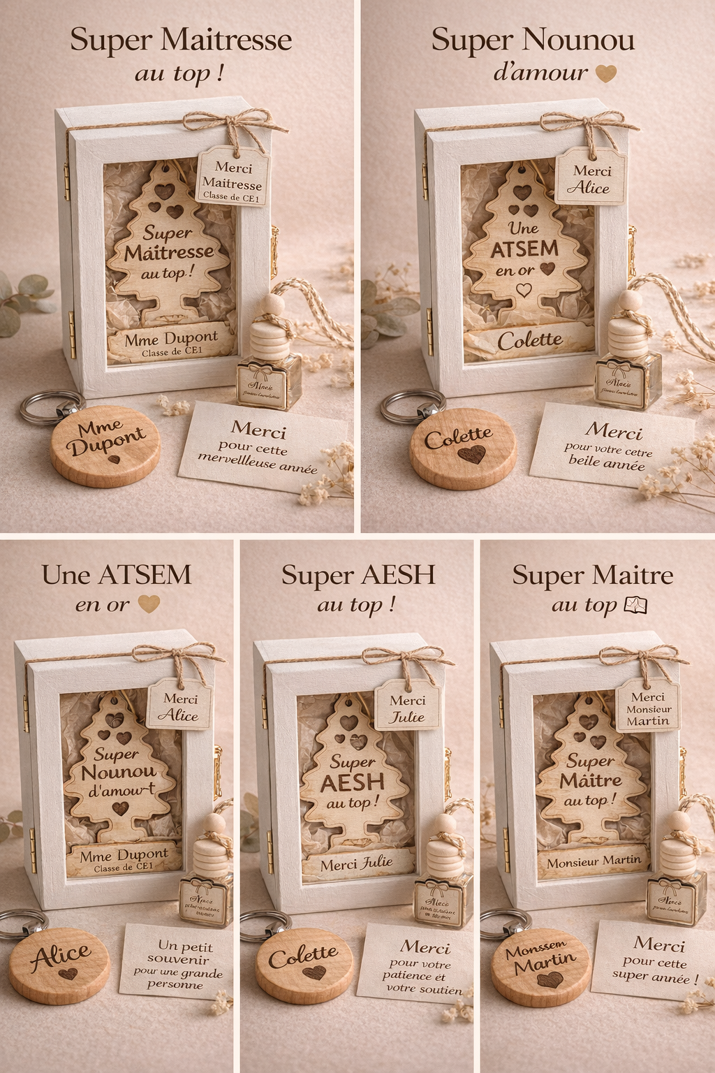 Coffret Cadeau Personnalisé Fin d’Année – Maîtresse, ATSEM, Nounou, AESH