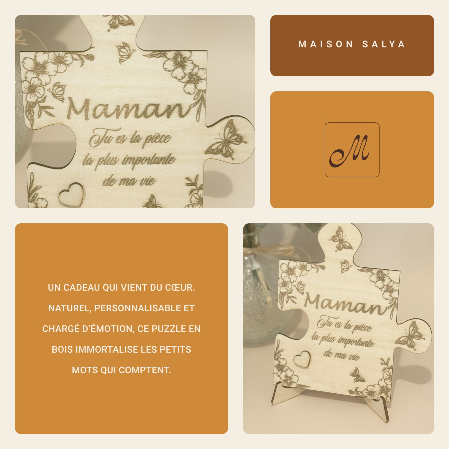 Pièce de puzzle en bois