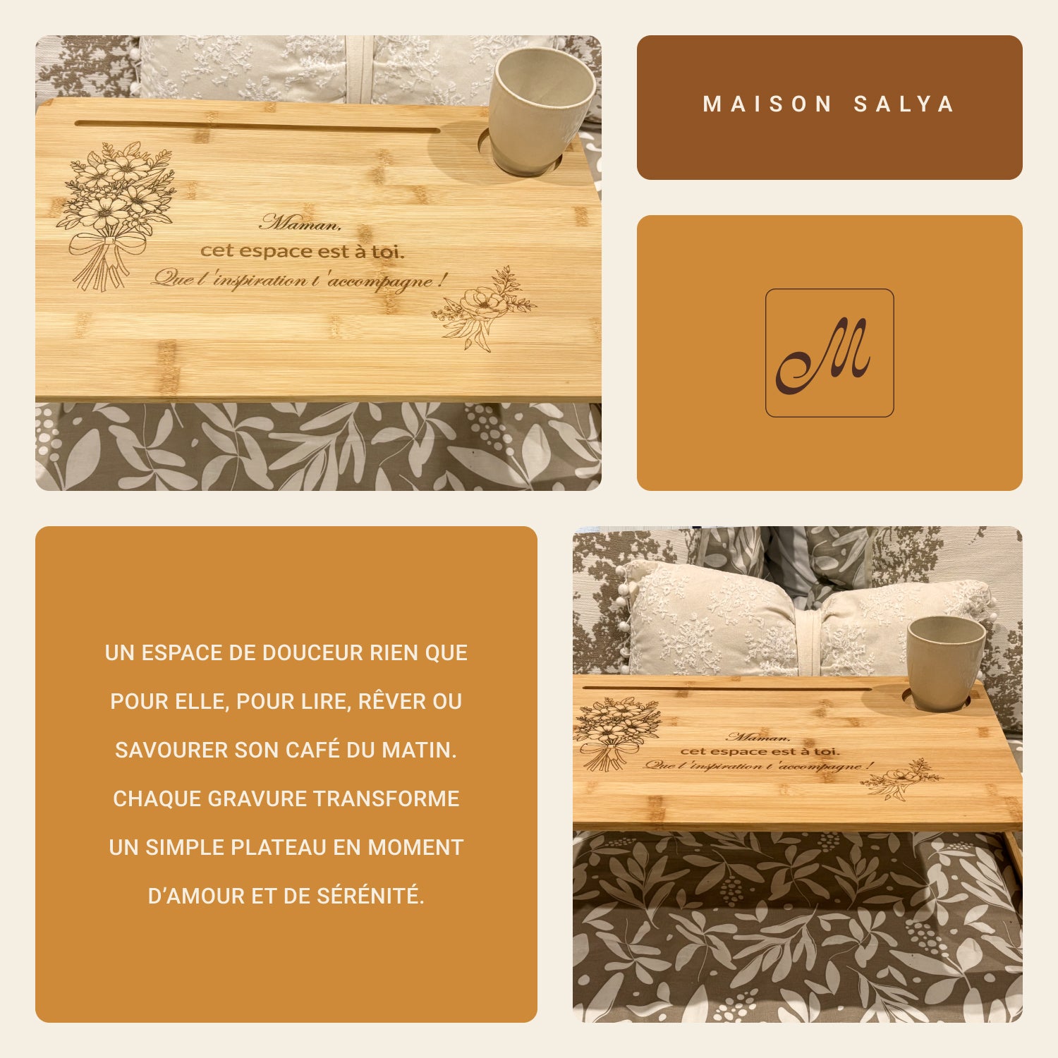 Plateau de lit en bambou